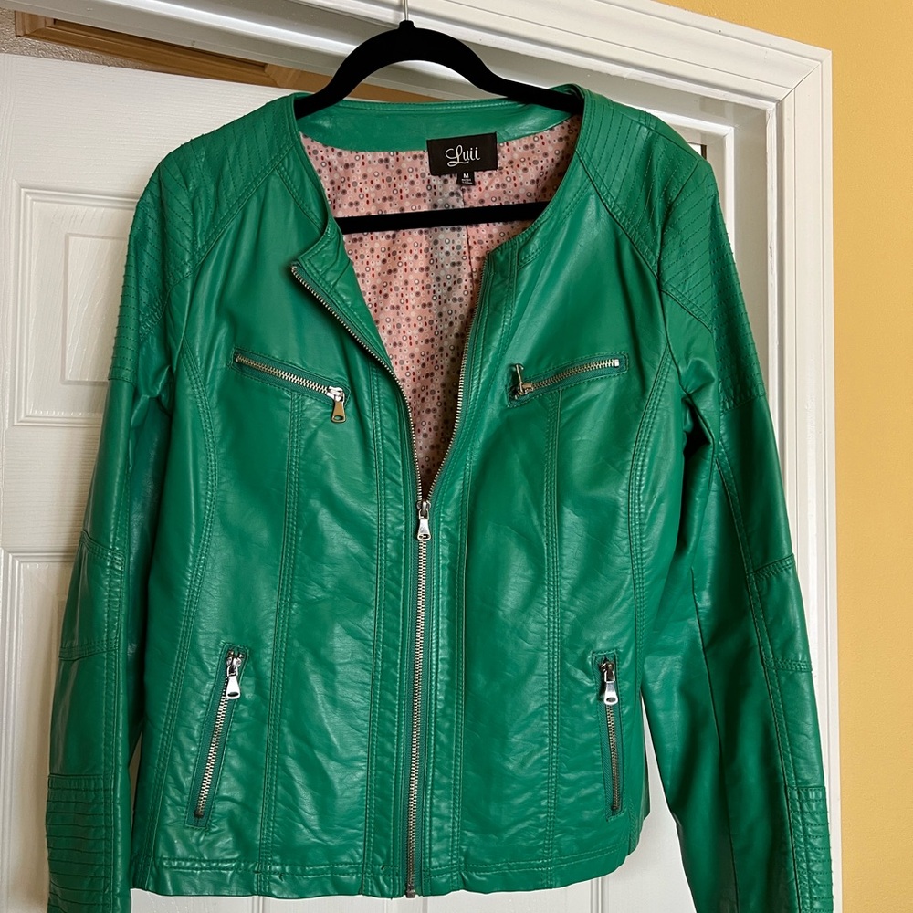 Luii Green Leather-style Jacket